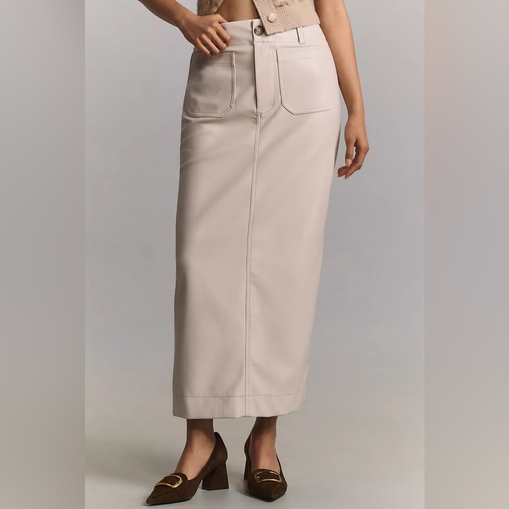 NWT! The Colette Faux-Leather Maxi Skirt by Maeve in Cream - Multiple 🟣